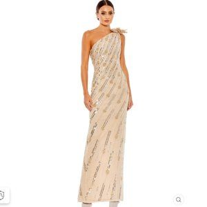 EMBELLISHED FLORAL DETAIL ONE SHOULDER GOWN 6 COLOR — Nude Gold New With Tags